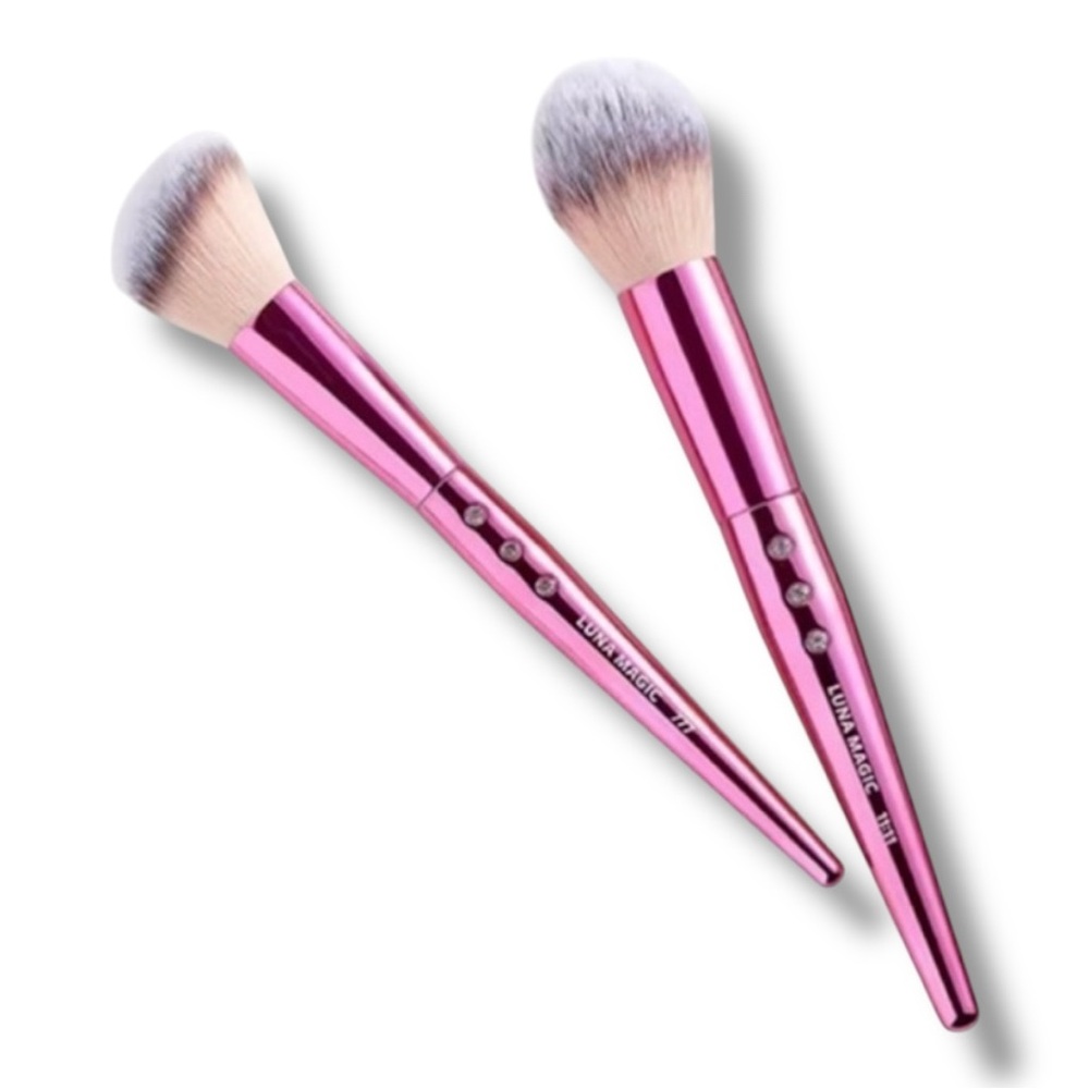 Luna Magic Luxury Brushes Pink Chrome & Rhinestones | 2 Piece Set New